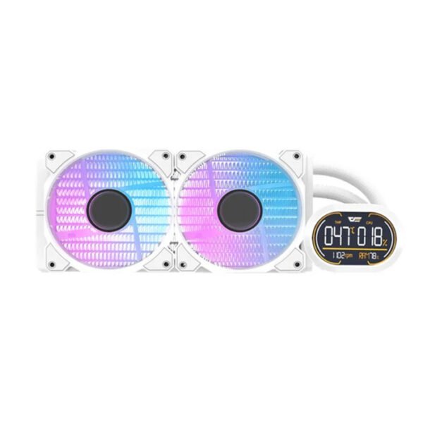 DarkFlash DH240D V1.2 ARGB 240mm AIO Liquid CPU Cooler with Segment LCD Screen-White