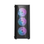 DarkFlash DK352 Plus ATX Mid Tower Front Panel Tempered Glass Side Panel Case With 4 ARGB Fans - Black - Image 3