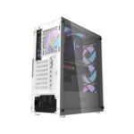 DarkFlash DK352 Plus ATX Mid Tower Front Panel Tempered Glass Side Panel Case With 4 ARGB Fans - White - Image 3