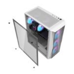 DarkFlash DK352 Plus ATX Mid Tower Front Panel Tempered Glass Side Panel Case With 4 ARGB Fans - White - Image 2