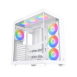 Xigmatek Aqua V Air Arctic Mid Tower Front Side & Left Side Tempered Glass Panel Case with 7 RGB Fans - White