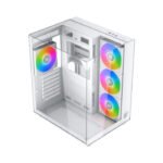 Xigmatek Aqua Compact Arctic ATX Three Panel Front Top & Left Side Tempered Glass Case With 4 ARGB Fans - White - Image 3