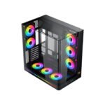 Xigmatek Pano II ATX Three Panel Front Top & Left Side Tempered Glass Case With 8 ARGB Fans - Black - Image 3