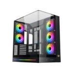 Xigmatek Pano II ATX Three Panel Front Top & Left Side Tempered Glass Case With 8 ARGB Fans - Black