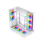 Xigmatek Pano II Arctic ATX Three Panel Front Top & Left Side Tempered Glass Case With 8 ARGB Fans-White - Image 3