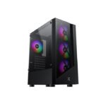 Xigmatek Duke Front Side & Left Side Tempered Glass Panel Case with 4 Rainbow RGB Fans - Black