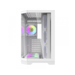 DarkFlash Aigo FT418 Pro Mid Tower Two Panel Front & Left Side Tempered Glass Case with 7 RGB Fans - White - Image 3