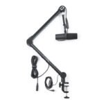 Gator Frameworks Professional Desktop Broadcast /Podcast Microphone Boom Stand With On-Air Indicator Light (XLR Cable Included)