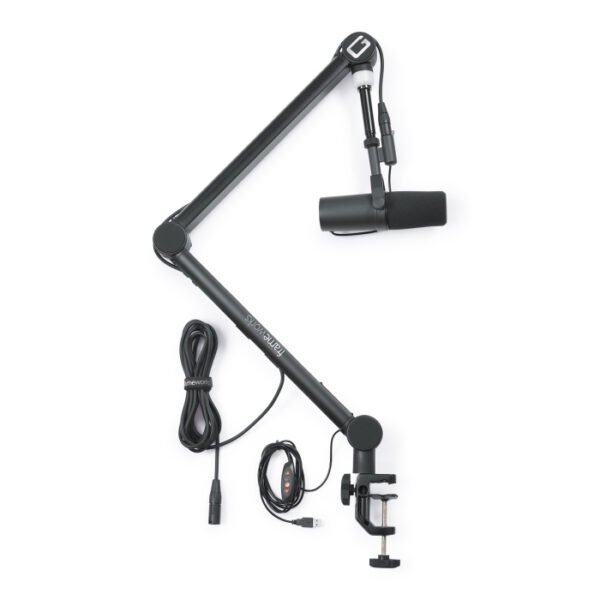 Gator Frameworks Professional Desktop Broadcast /Podcast Microphone Boom Stand With On-Air Indicator Light (XLR Cable Included)