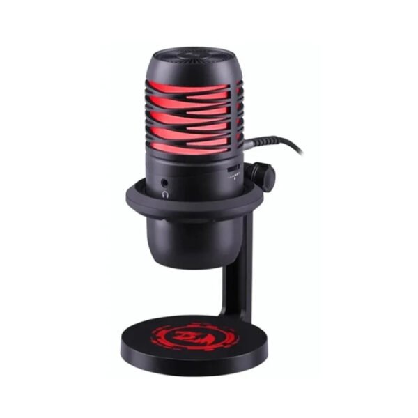 Redragon Nebula Cardioid Pointing Mode Microphone Touch Sound Adjustment, One-Touch Mute, Built-In Sound Card - Black