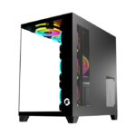 GameOn Emperor Arctic Series Mid Tower Two Side Panel Front & Left Side Tempered Glass Case with 7 ARGB Fans - Black - Image 2