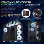 GameOn Emperor Arctic II Series Mid Tower Two Panel Front & Left Side Tempered Glass Case with 7 ARGB Fans - Black - Image 2