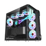 GameOn Emperor Arctic III Series Mid Tower Two Panel Front & Left Side Tempered Glass Case with 7 ARGB Fans - Black - Image 3
