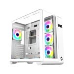 GameOn Infinity Series Digital Display Screen Mid Tower Three Panel Front,Top & Left Side Tempered Glass Case With 7 RGB Fans - White - Image 3