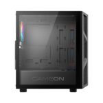GameOn Trident IV Series Mid Tower Side Tempered Glass Panel Case with 4 RGB Fan - Black - Image 2