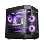 GameOn Valkyrie Series Mid Tower Two Panel Front & Left Side Tempered Glass Case With 3 RGB Fans - Black - Image 3