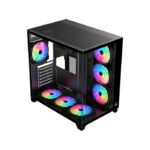 Sharx Profin XI700B Mid Tower Two Panel Front & Left Side Tempered Glass Case with 7 RGB Fans - Black - Image 3