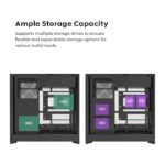 Montech HS02 Pro Mid Tower Two Panel Front & Left Side Tempered Glass Case with 5 ARGB Fans - Black - Image 2