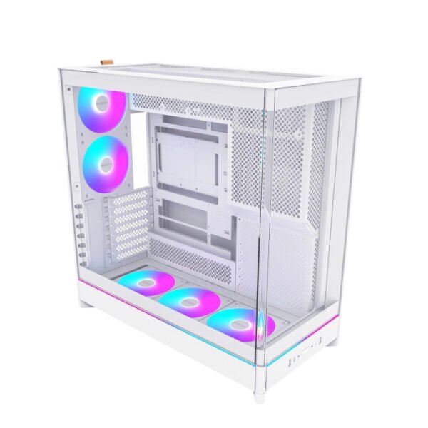 Montech HS02 Pro Mid Tower Two Panel Front & Left Side Tempered Glass Case with 5 ARGB Fans - White