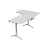 Gamax-L Gaming Table (L-Shaped), Heavy Weight Legs with Mousepad (160*100*75cm) - White - Image 3