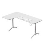 Gamax-L Gaming Table (L-Shaped), Heavy Weight Legs with Mousepad (160*100*75cm) - White - Image 2