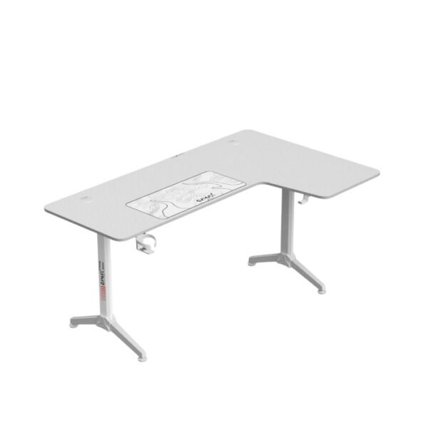 Gamax-R Gaming Table (L-Shaped), Heavy Weight Legs with Mousepad (160*100*75cm) - White