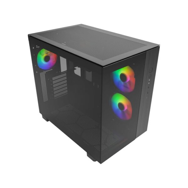 Montech King 65 Pro Mid Tower Two Panel Front & Left Side Tempered Glass Case with 3 RGB Fans - Black