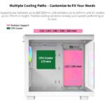 Montech King 65 Pro Mid Tower Two Panel Front & Left Side Tempered Glass Case with 3 RGB Fans - White - Image 3