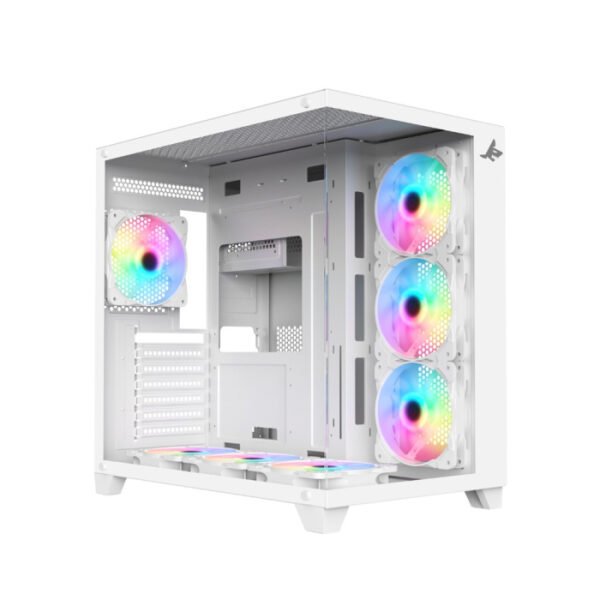 Sharx Profin XI700W Mid Tower Two Panel Front & Left Side Tempered Glass Case with 7 RGB Fans - White