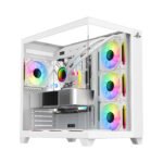 Sharx Profin GX700 Mid Tower Two Side Panel Front & Left Side Tempered Glass with 7 ARGB Fans - White