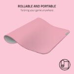 Razer Strider Hybrid Mouse Mat with a Soft Base & Smooth Glide (Large): Firm Gliding Surface, Anti-Slip Base, Rollable & Portable, Anti-Fraying Stitched Edges - Quartz Pink - Image 2