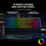 Razer Ornata V3 Gaming Keyboard: Low-Profile Keys, Mecha-Membrane Switches, UV-Coated Keycaps, Backlit Media Keys, 10-Zone RGB Lighting, Spill-Resistant, Magnetic Wrist Wrest - Black - Image 3