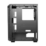 Sharx Razorfin ATX Mid Tower Left Side Tempered Glass Panel Case With 4 RGB Fans - Black - Image 2