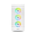 Sharkoon Rebal C50 Mid Tower Tempered Glass Side Panel Case With 4 RGB Fan - White - Image 3
