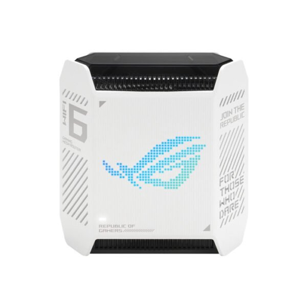 Asus ROG Rapture GT6 Wifi 6 Tri-Band Gaming Mesh Router 2.5GE Wan Port, Ai Protection, 1 Pack System - White