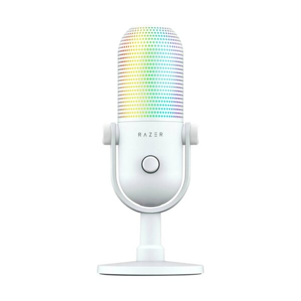 Razer Seiren V3 Chroma RGB USB Microphone: Stream & Game Reactive Lighting, Tap-to-Mute Sensor, Condenser Mic, Digital Gain Limiter & Shock Absorber - Mercury White