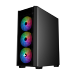 Sharx Striker Mid Tower Two Panel Front & Left Side Tempered Glass Case with 4 RGB Fans - Black - Image 3