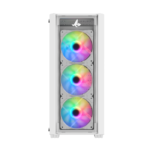 Sharx Striker Mid Tower Two Panel Front & Left Side Tempered Glass Case with 4 RGB Fans - White - Image 3