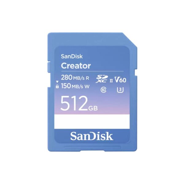 SanDisk Creator 512GB SD UHS-II Card, Up to 280MB/s Read Speed, V60, for DSLR & Mirrorless Cameras, 4K UHD & 6K Video Recording