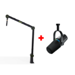 Shure MV7i Smart Microphone + Shure Podcast Boom Microphone Stand with Cable Management Channel