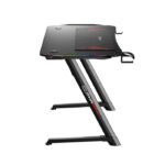 Gamax Carbon Fiber Gaming Table With RGB Light Built From High-Density Steel Headphone Hooks & Cup Holder - Black - Image 2