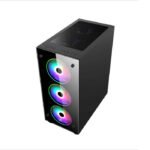 First Player Fire Dancing V3/A Mid-Tower Two Panel Front & Left Side Tempered Glass Case - Black - Image 2