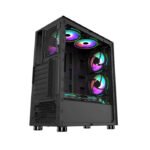 First Player Fire Dancing V3/A Mid-Tower Two Panel Front & Left Side Tempered Glass Case - Black - Image 3