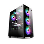 First Player Fire Dancing V3/A Mid-Tower Two Panel Front & Left Side Tempered Glass Case - Black