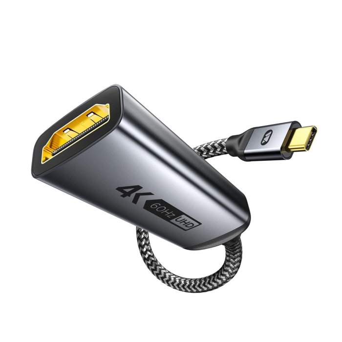 x003xbrdmr_0004_layer_0 Warrky CH07 4K 60HZ USB-C to HDMI Adapter 0.65ft - Gray - Image 1