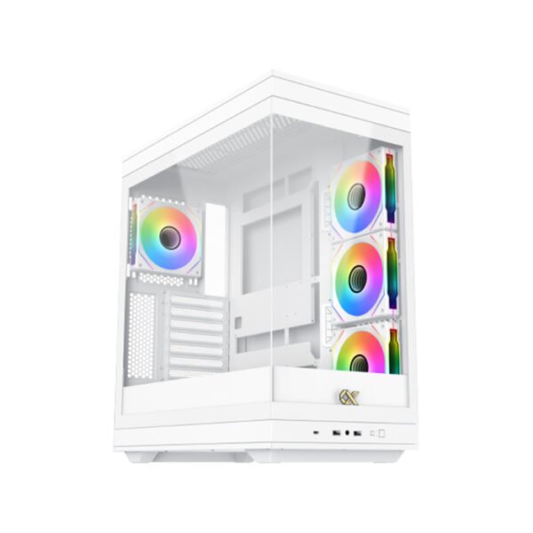 Xigmatek META ATX Mid Tower Case Front Side & Left Side Tempered Glass Panel with 4 ARGB Fans - White