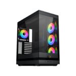 Xigmatek META ATX Mid Tower Case Front Side & Left Side Tempered Glass Panel with 4 ARGB Fans - Black