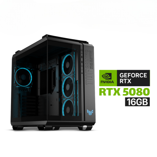 Gaming PC – i9-14900K, ASUS TUF Z790 WiFi Motherboard, 64GB DDR5 RAM, 2TB SSD NVMe GEN-4, RTX 5080 16GB VGA, ASUS TUF 1000 WATT GOLD PSU, Asus Rog Strix LC III 360 ARGB LCD Black Cooler, Asus Tuf Gaming GT502 Horizon Black Case, Win 11 Pro