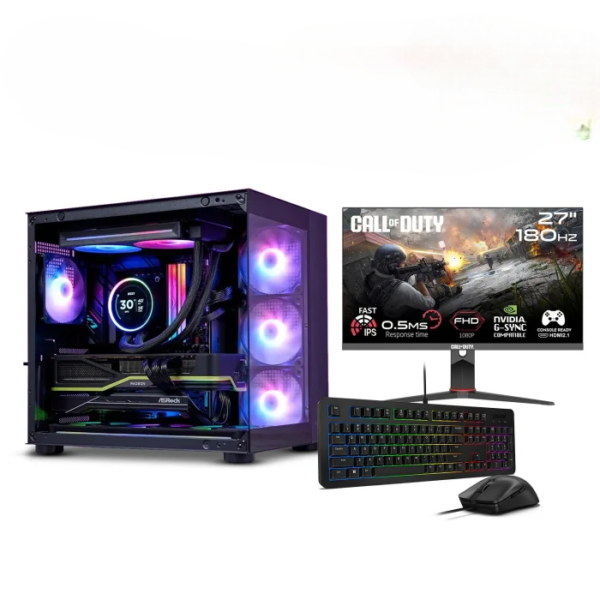 Gaming PC AMD Ryzen 5 9600X, Asus Prime B850M-A WiFi, 16GB D5 RAM, 1TB NVMe SSD, RTX 5070 12GB GPU, L240 Liquid Cooler, 750W Gold PSU, Cougar FV150 RGB Case, Windows 11 Pro + GameOn 27" FHD 180Hz HDMI 2.1 Monitor & KM310 RGB Combo