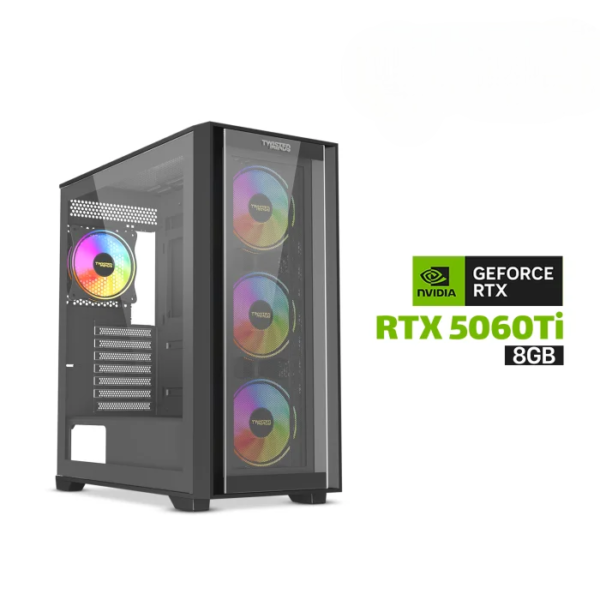 Gaming PC i5-14400F CPU, H610M DDR5 Motherboard, 16GB DDR5 RAM, 1TB NVMe SSD, GeForce RTX 5060 Ti 8GB VGA, 750 WATT PSU, Twisted Mind Ultimate E-ATX Mid Tower Case Black, USB Wi-Fi Adapter, Windows 11 Pro (License)